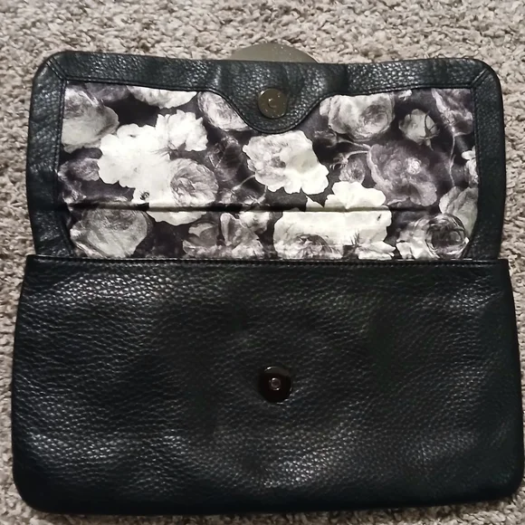 🖤 Ted Baker Black Pebbled Leather Clutch / Wallet | Floral Lining - Picture 7 of 8
